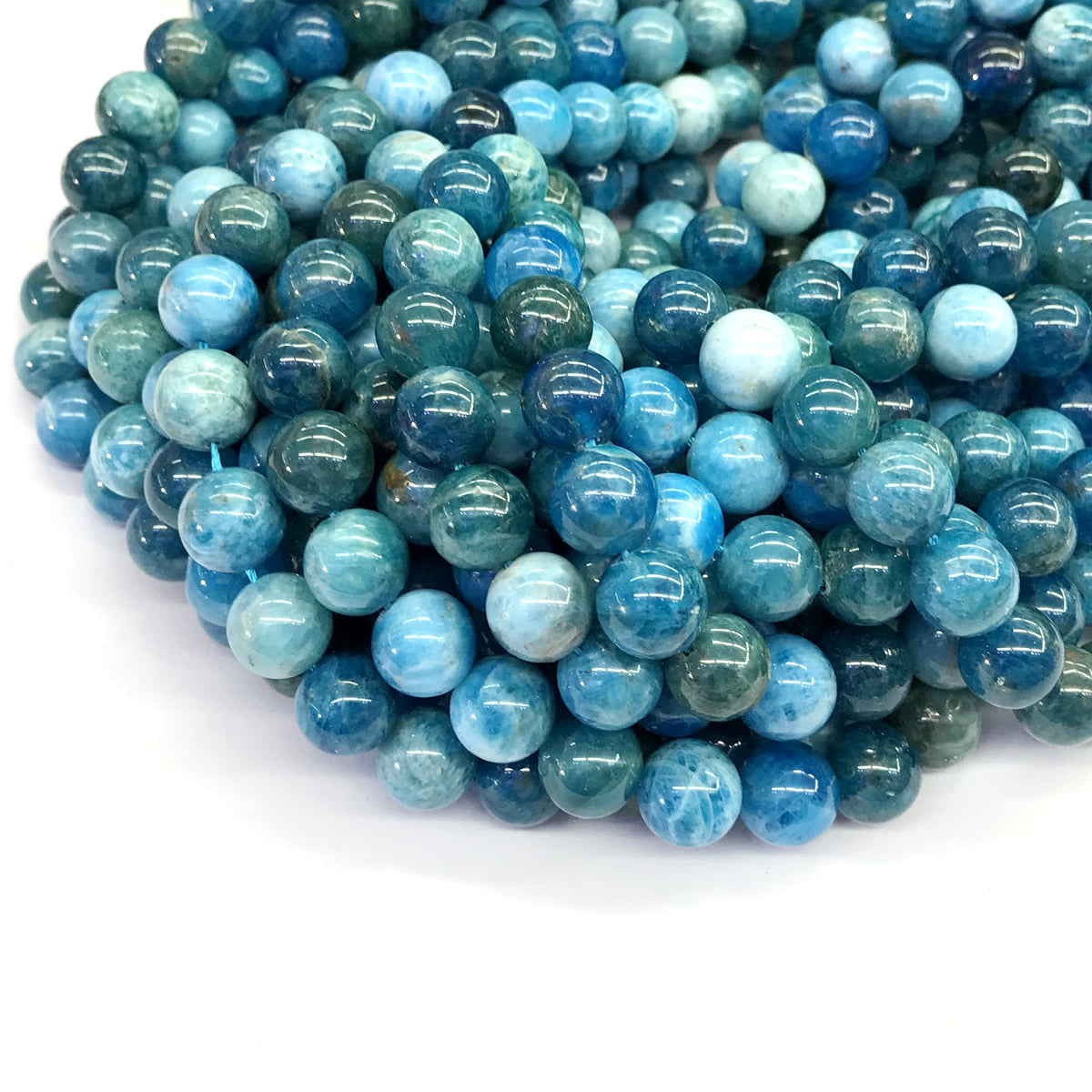 CAP04 Apatite Gemstone Beads Smooth Round 10mm 15.5" Strand