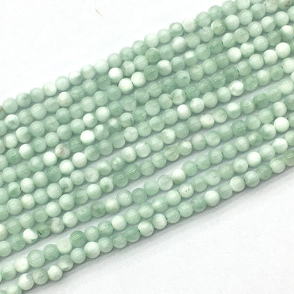 CAS01 Snowflake Angelite Beads Smooth Round 4mm 15.5" Strand