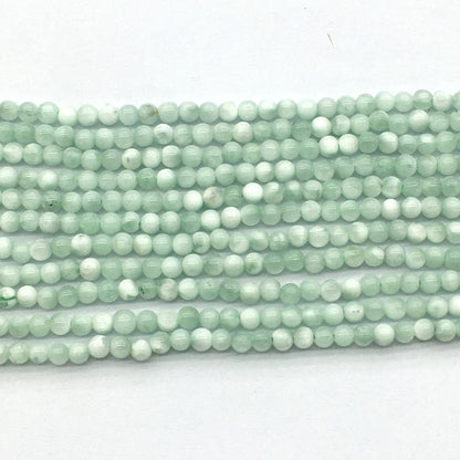 CAS01 Snowflake Angelite Beads Smooth Round 4mm 15.5" Strand