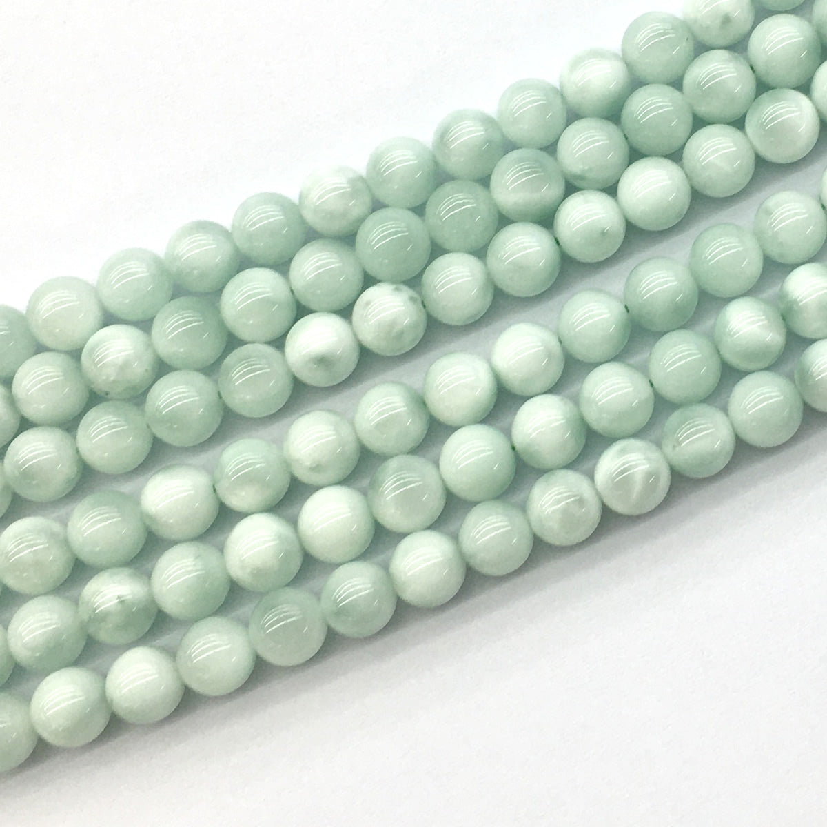 CAS03 Snowflake Angelite Beads Smooth Round 8mm 15.5" Strand