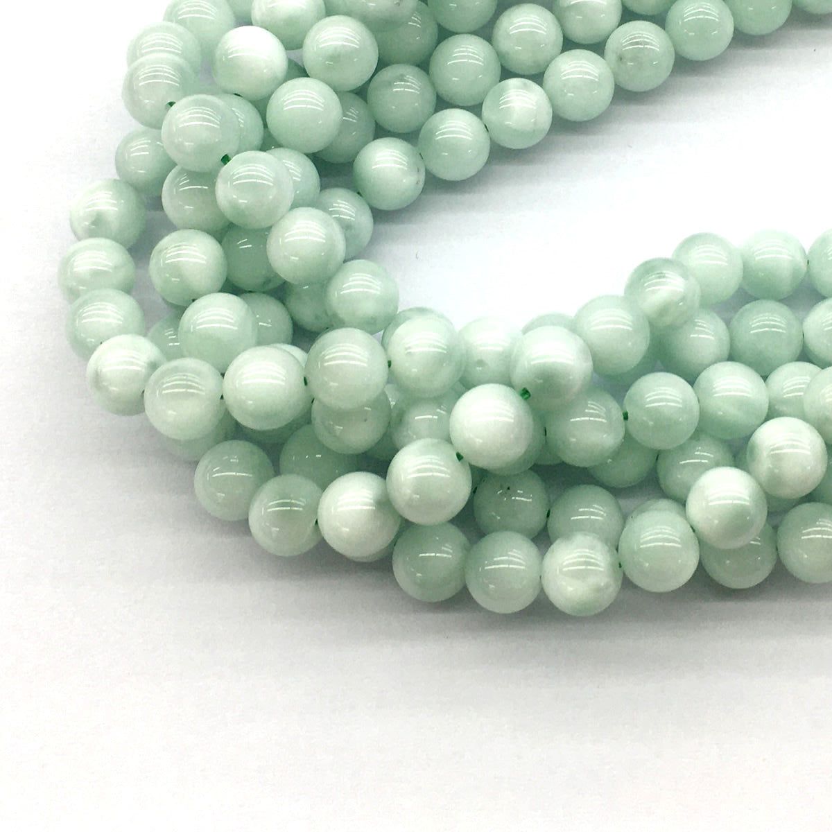 CAS03 Snowflake Angelite Beads Smooth Round 8mm 15.5" Strand