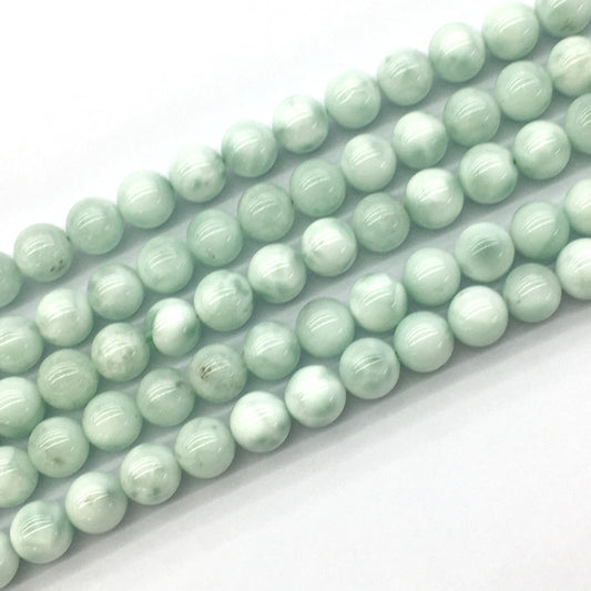 CAS04 Snowflake Angelite Beads Smooth Round 10mm 15.5" Strand