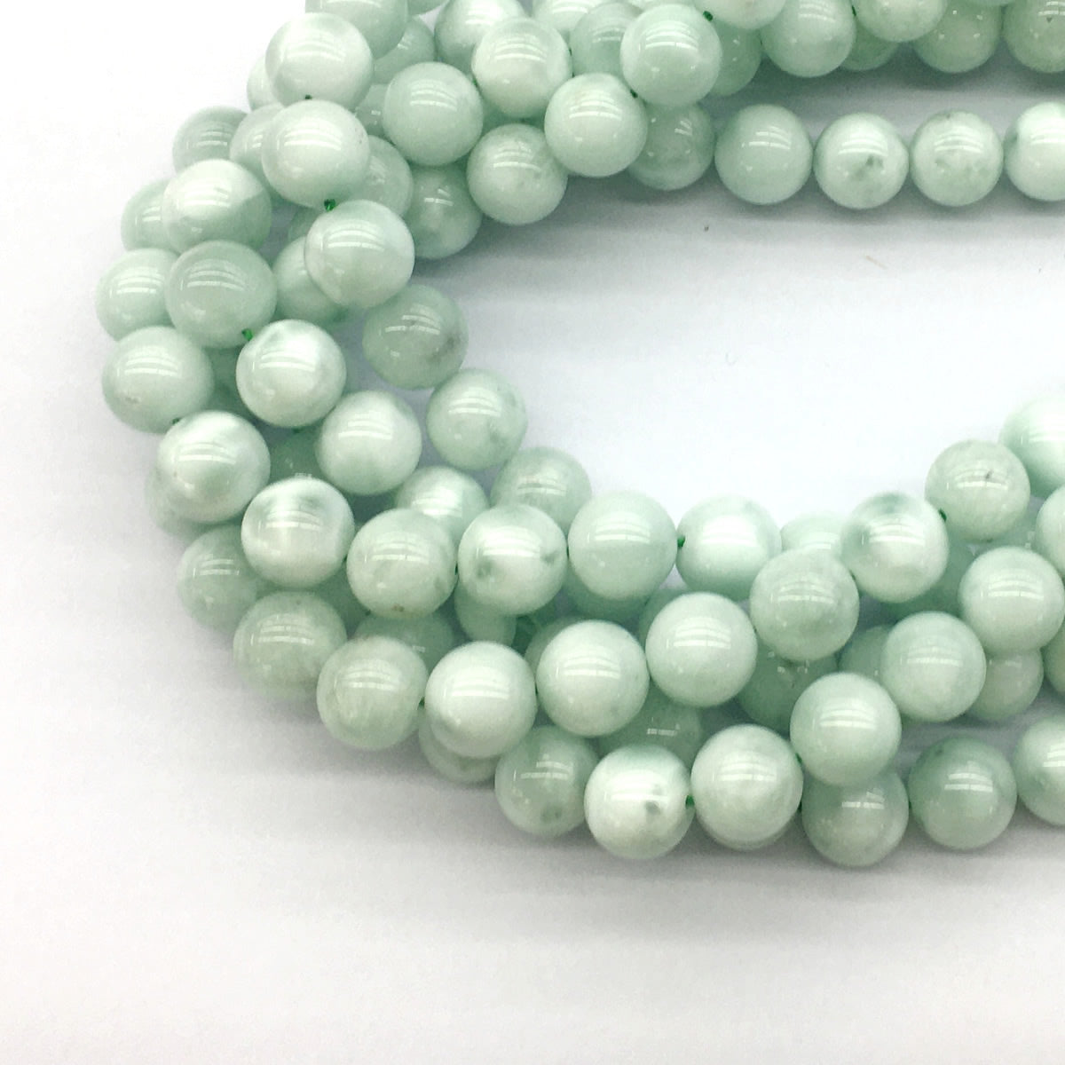 CAS04 Snowflake Angelite Beads Smooth Round 10mm 15.5" Strand