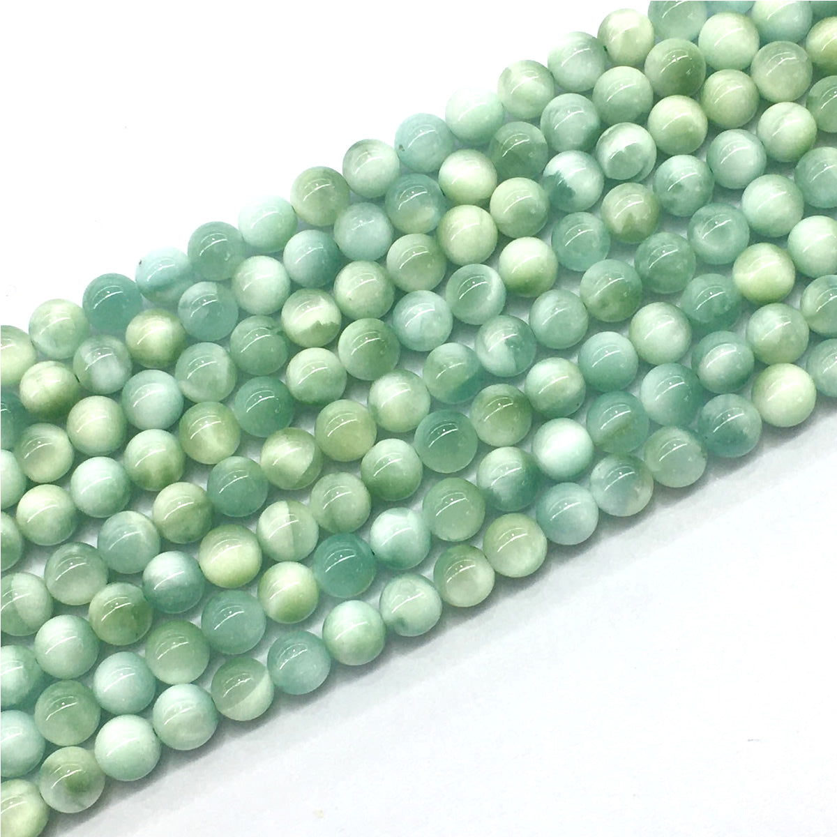 CAS11 Peacock Angelite Beads Smooth Round 6mm 15.5" Strand