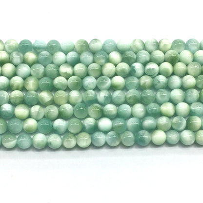 CAS11 Peacock Angelite Beads Smooth Round 6mm 15.5" Strand