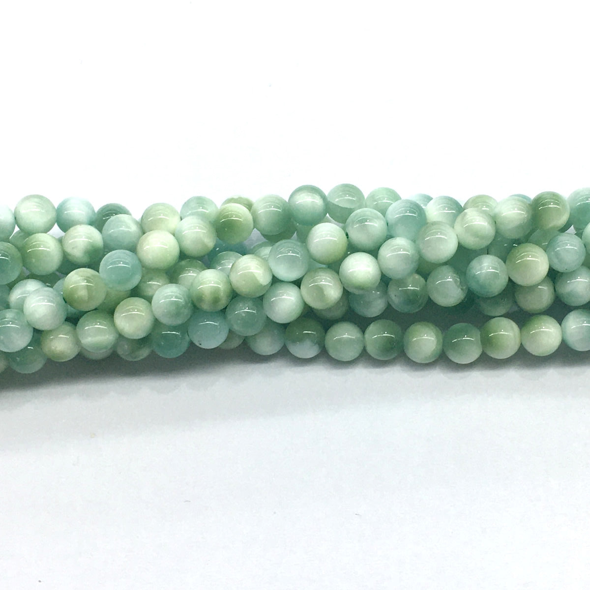 CAS11 Peacock Angelite Beads Smooth Round 6mm 15.5" Strand