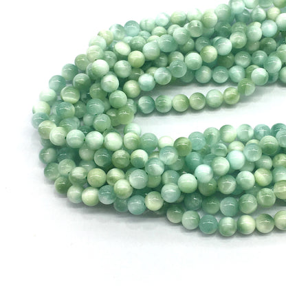 CAS11 Peacock Angelite Beads Smooth Round 6mm 15.5" Strand