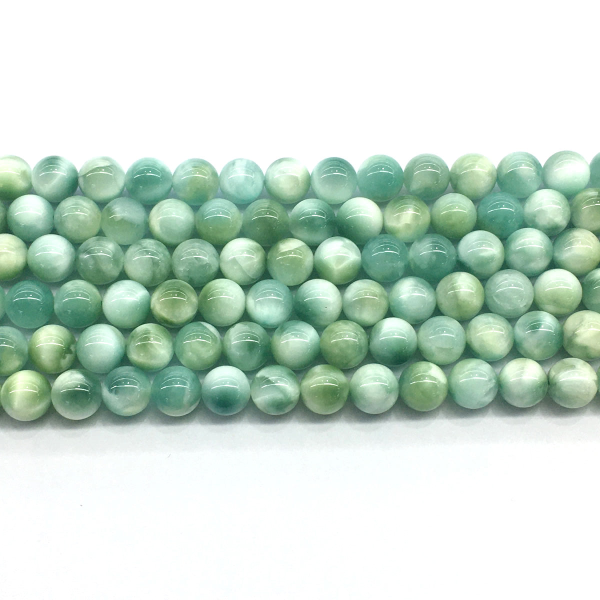 CAS12 Peacock Angelite Beads Smooth Round 8mm 15.5" Strand