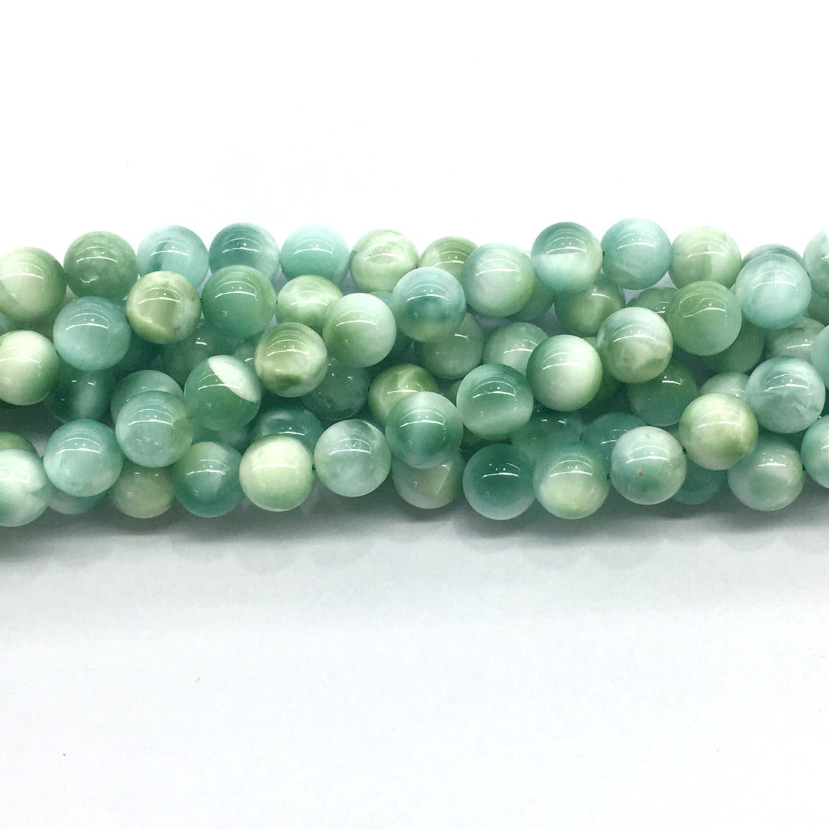 CAS12 Peacock Angelite Beads Smooth Round 8mm 15.5" Strand