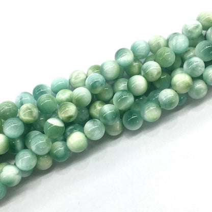 CAS12 Peacock Angelite Beads Smooth Round 8mm 15.5" Strand