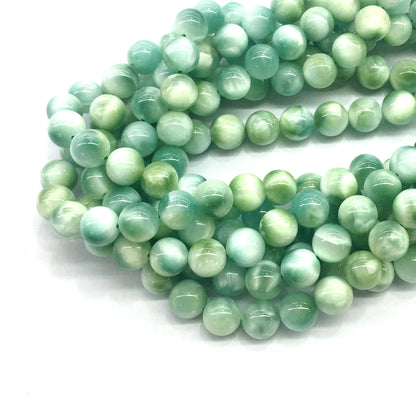 CAS12 Peacock Angelite Beads Smooth Round 8mm 15.5" Strand