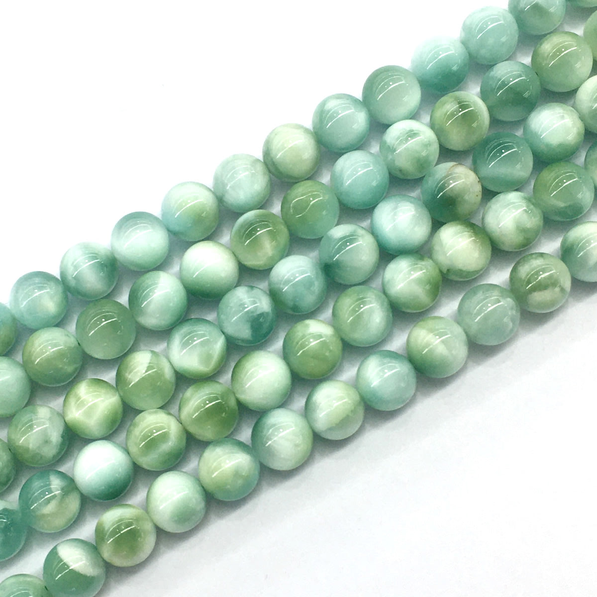 CAS14 Peacock Angelite Beads Smooth Round 10mm 15.5" Strand