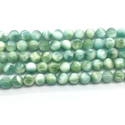 CAS14 Peacock Angelite Beads Smooth Round 10mm 15.5" Strand