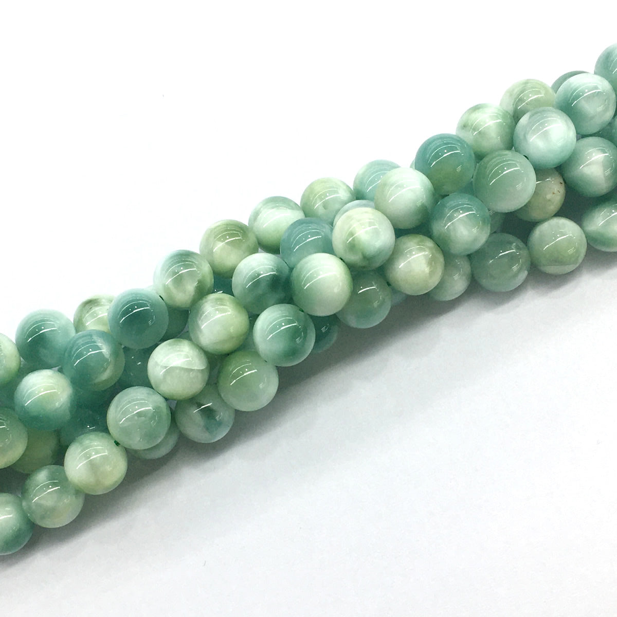 CAS14 Peacock Angelite Beads Smooth Round 10mm 15.5" Strand