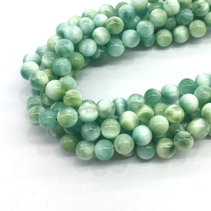 CAS14 Peacock Angelite Beads Smooth Round 10mm 15.5" Strand