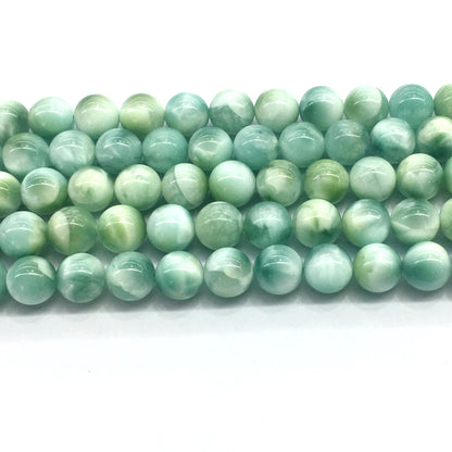 CAS15 Peacock Angelite Beads Smooth Round 12mm 15.5" Strand