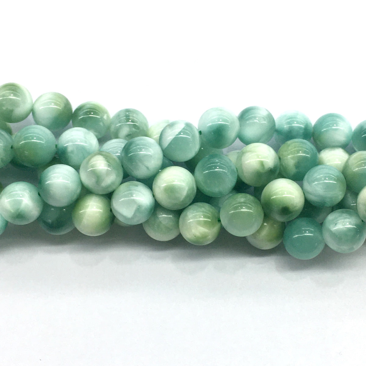 CAS15 Peacock Angelite Beads Smooth Round 12mm 15.5" Strand