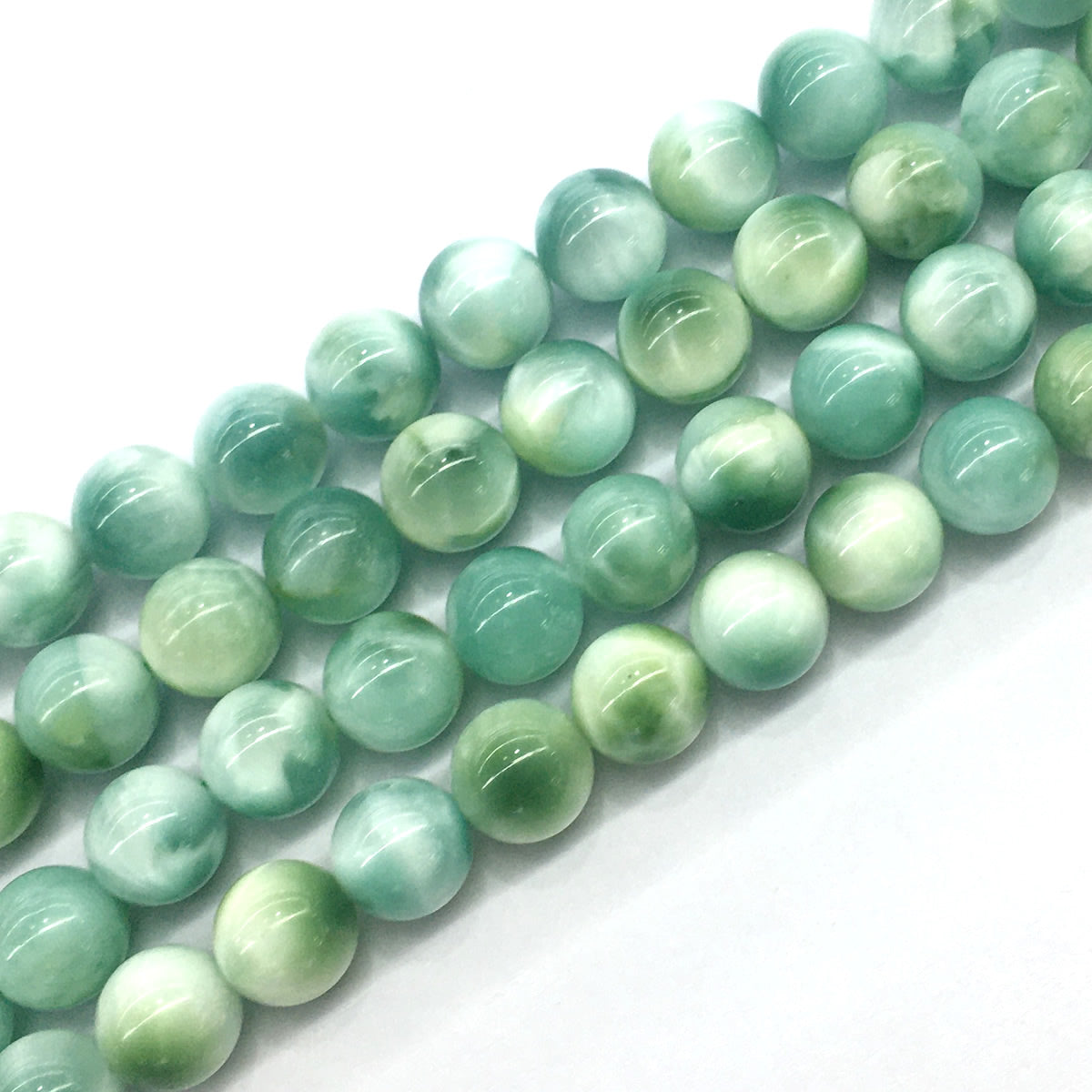 CAS16 Peacock Angelite Beads Smooth Round 14mm 15.5" Strand