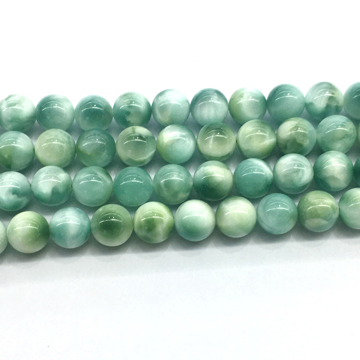 CAS16 Peacock Angelite Beads Smooth Round 14mm 15.5" Strand