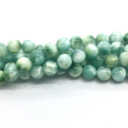 CAS16 Peacock Angelite Beads Smooth Round 14mm 15.5" Strand