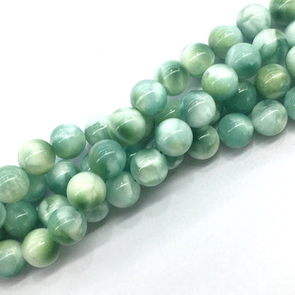 CAS16 Peacock Angelite Beads Smooth Round 14mm 15.5" Strand