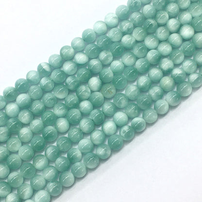 CAS21 Peacock Angelite Beads Smooth Round 6mm 15.5" Strand