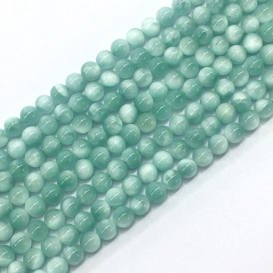 CAS21 Peacock Angelite Beads Smooth Round 6mm 15.5" Strand