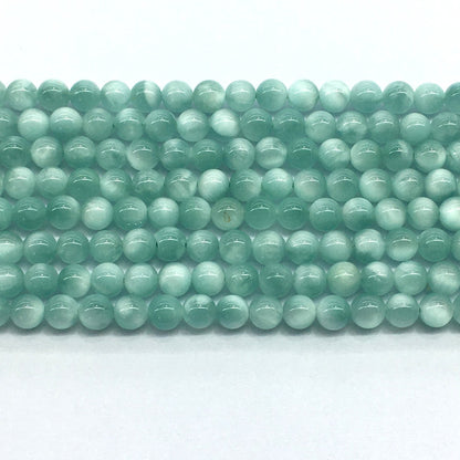 CAS21 Peacock Angelite Beads Smooth Round 6mm 15.5" Strand