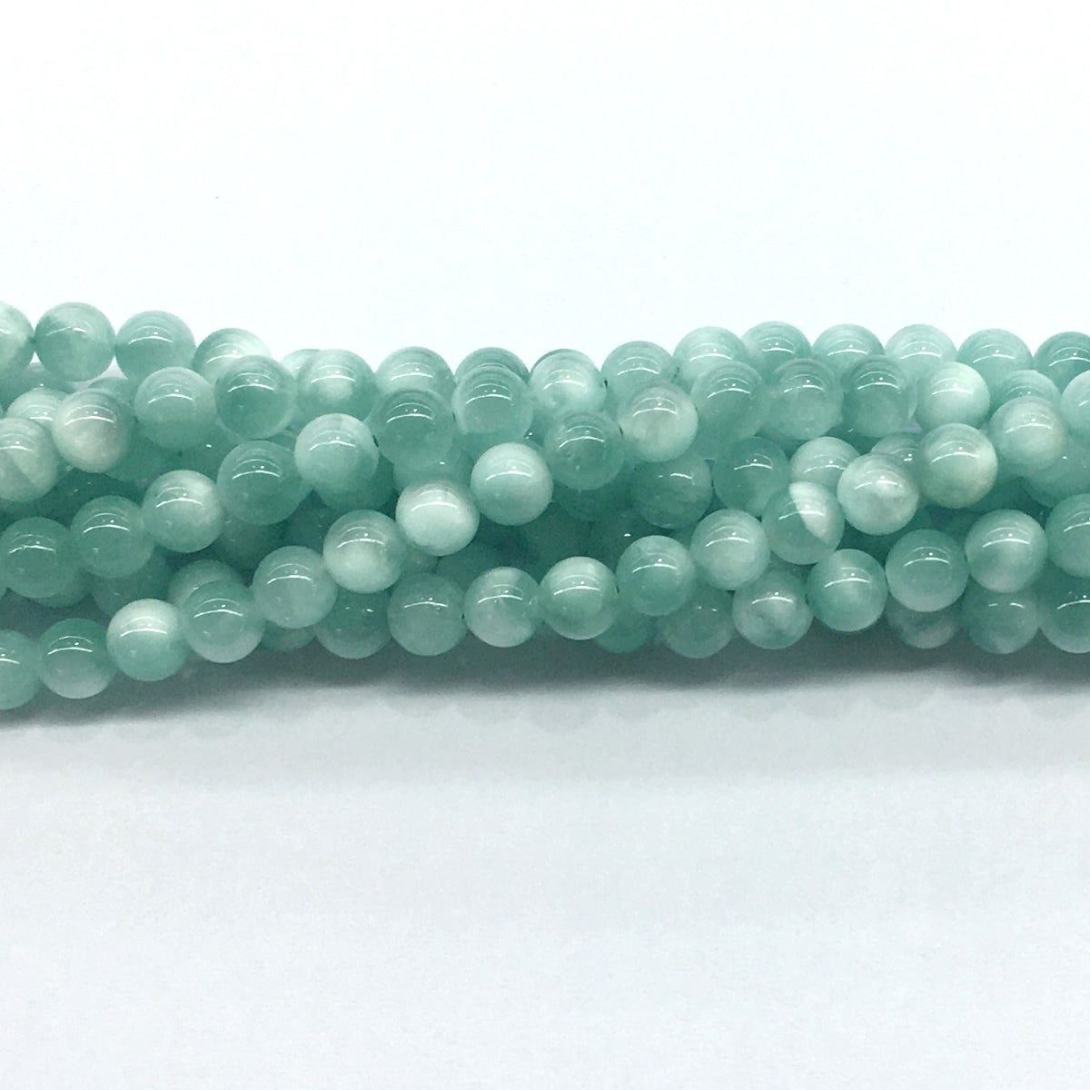 CAS21 Peacock Angelite Beads Smooth Round 6mm 15.5" Strand