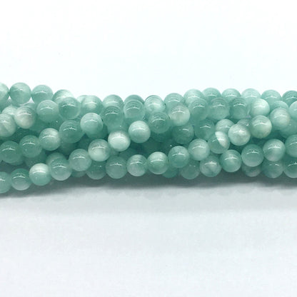 CAS21 Peacock Angelite Beads Smooth Round 6mm 15.5" Strand