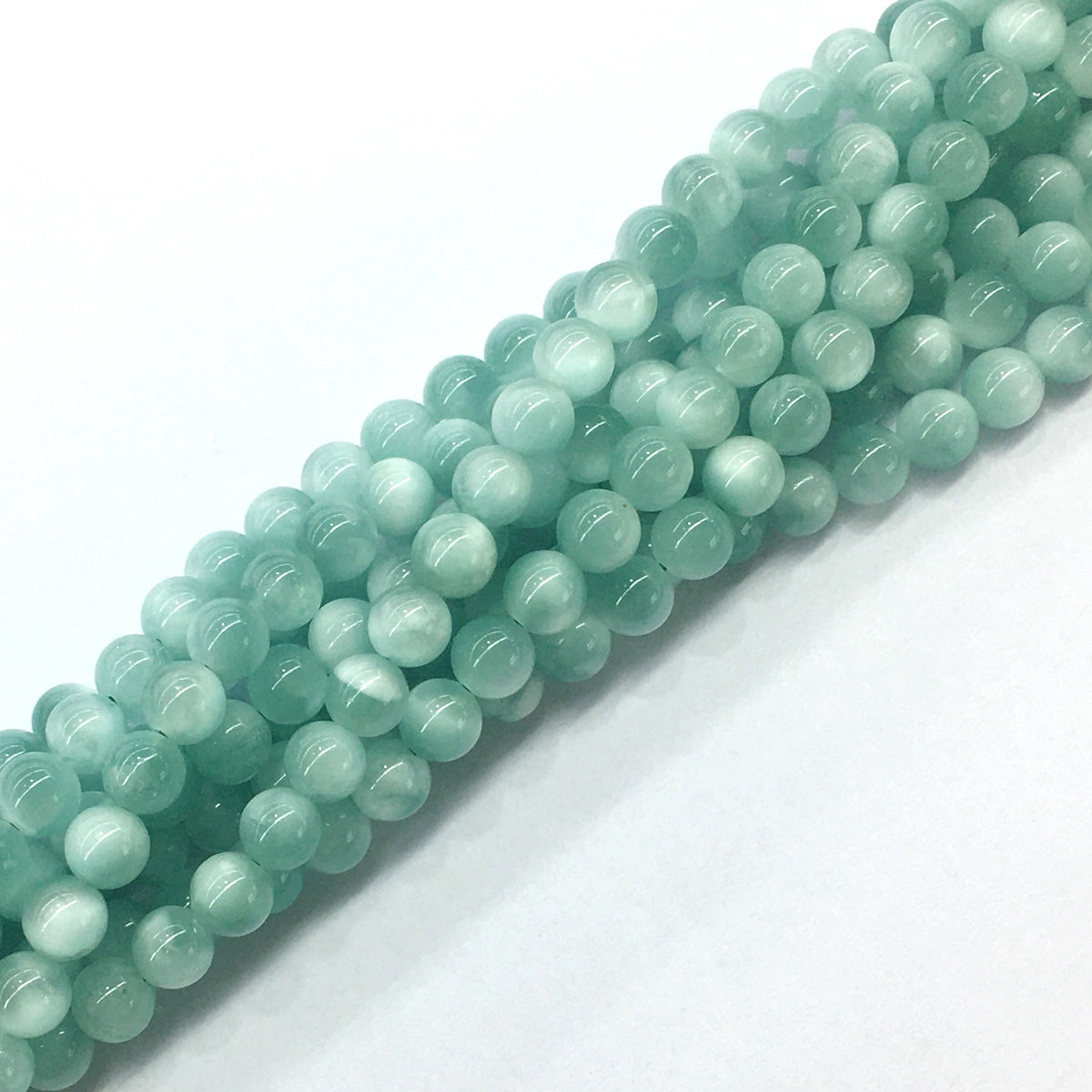 CAS21 Peacock Angelite Beads Smooth Round 6mm 15.5" Strand