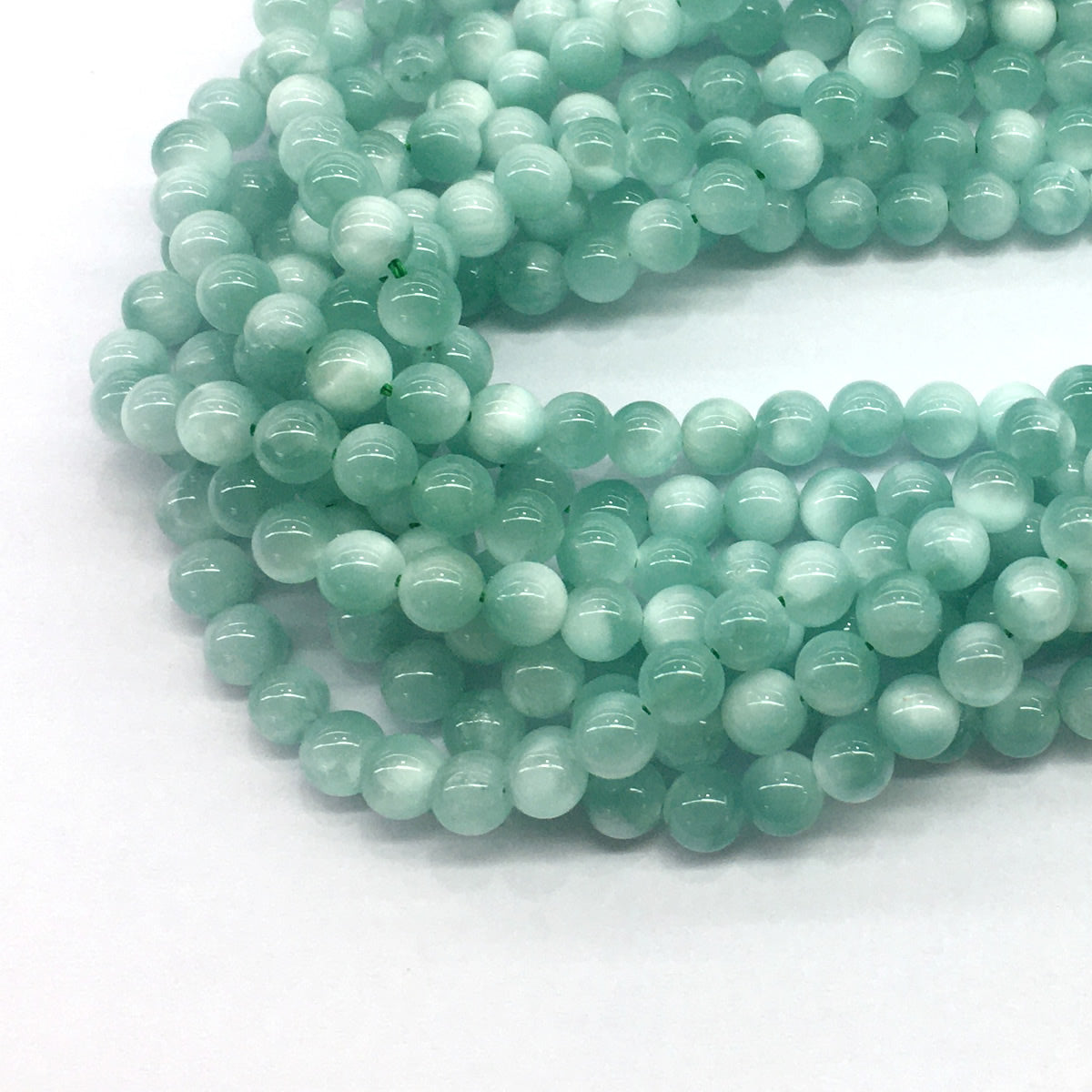 CAS21 Peacock Angelite Beads Smooth Round 6mm 15.5" Strand