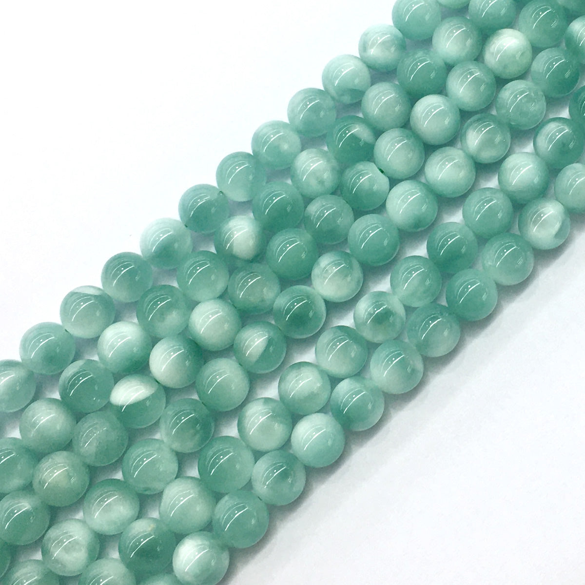 CAS22 Peacock Angelite Beads Smooth Round 8mm 15.5" Strand