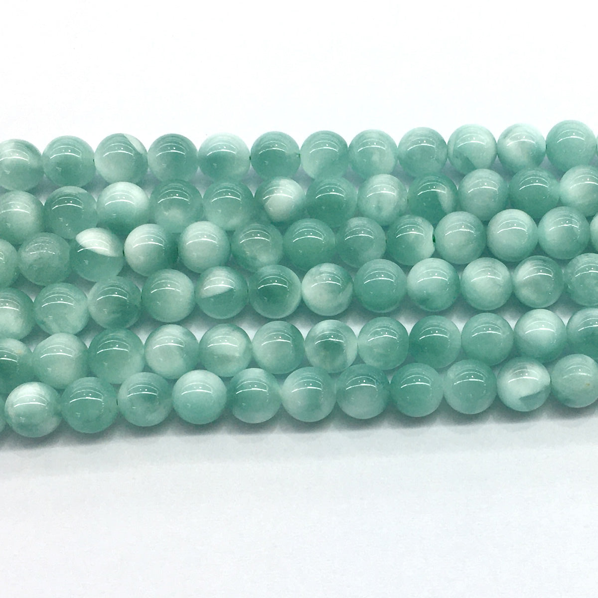 CAS22 Peacock Angelite Beads Smooth Round 8mm 15.5" Strand