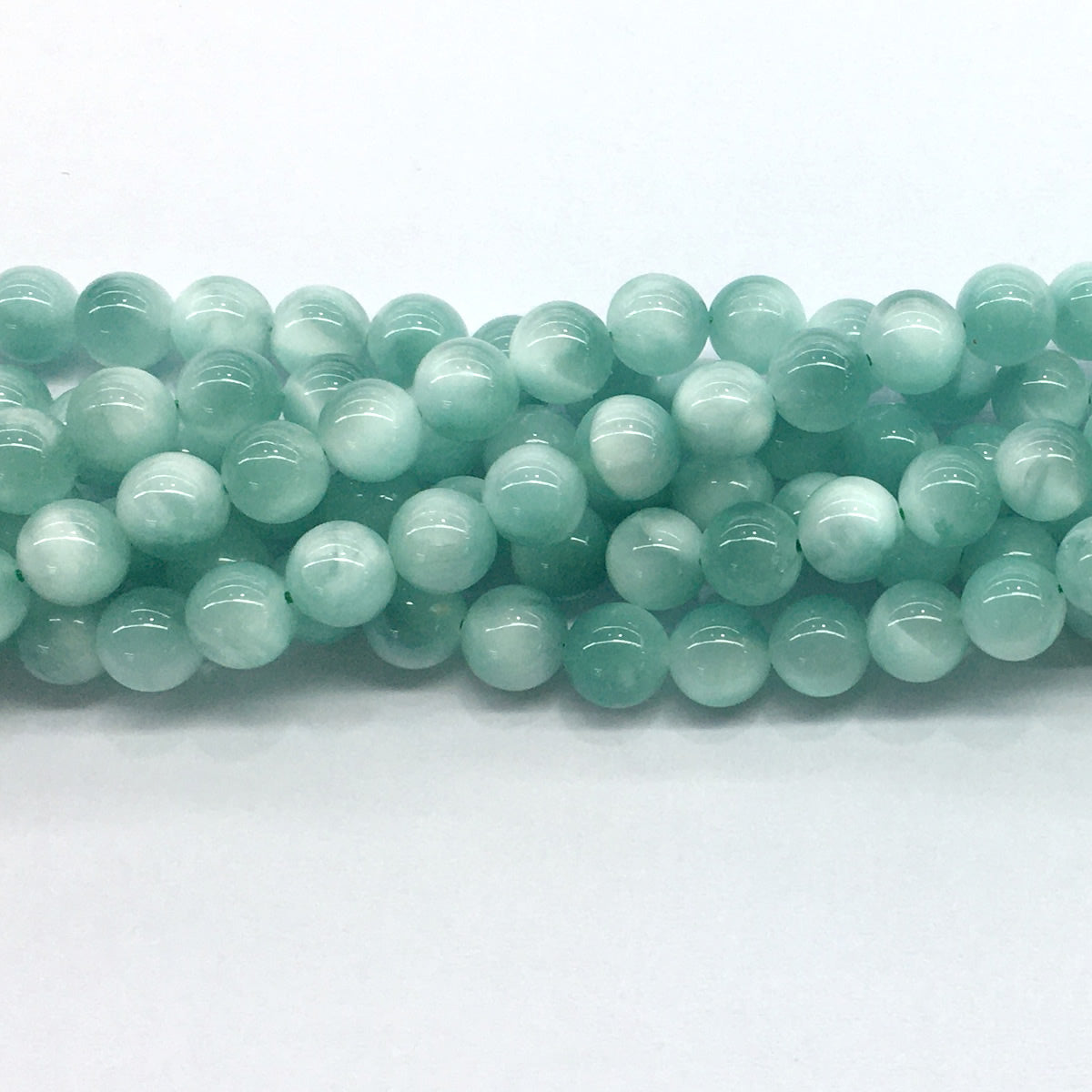 CAS22 Peacock Angelite Beads Smooth Round 8mm 15.5" Strand