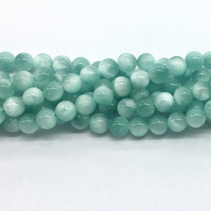 CAS22 Peacock Angelite Beads Smooth Round 8mm 15.5" Strand