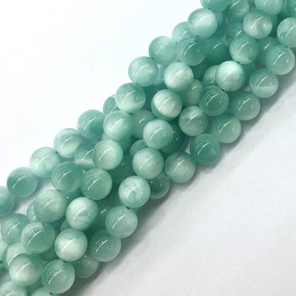 CAS22 Peacock Angelite Beads Smooth Round 8mm 15.5" Strand