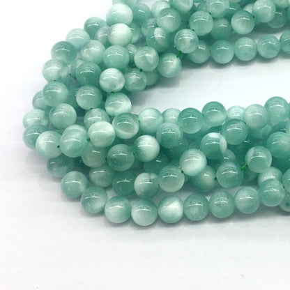 CAS22 Peacock Angelite Beads Smooth Round 8mm 15.5" Strand