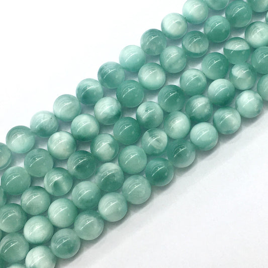 CAS23 Peacock Angelite Beads Smooth Round 10mm 15.5" Strand