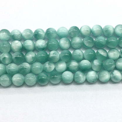 CAS23 Peacock Angelite Beads Smooth Round 10mm 15.5" Strand