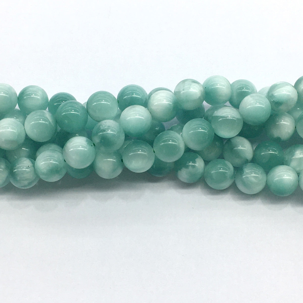 CAS23 Peacock Angelite Beads Smooth Round 10mm 15.5" Strand