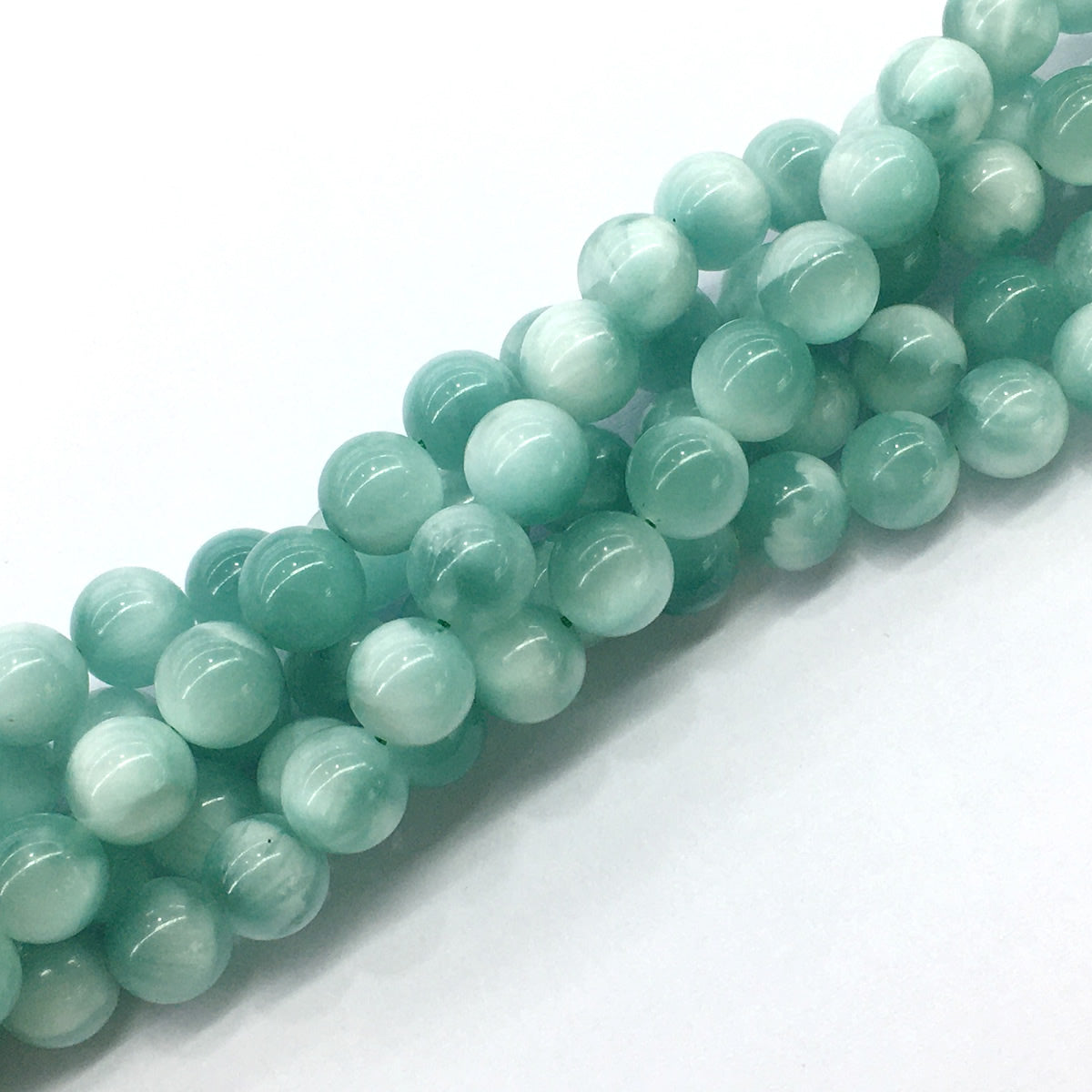 CAS23 Peacock Angelite Beads Smooth Round 10mm 15.5" Strand