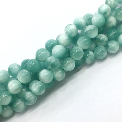 CAS23 Peacock Angelite Beads Smooth Round 10mm 15.5" Strand