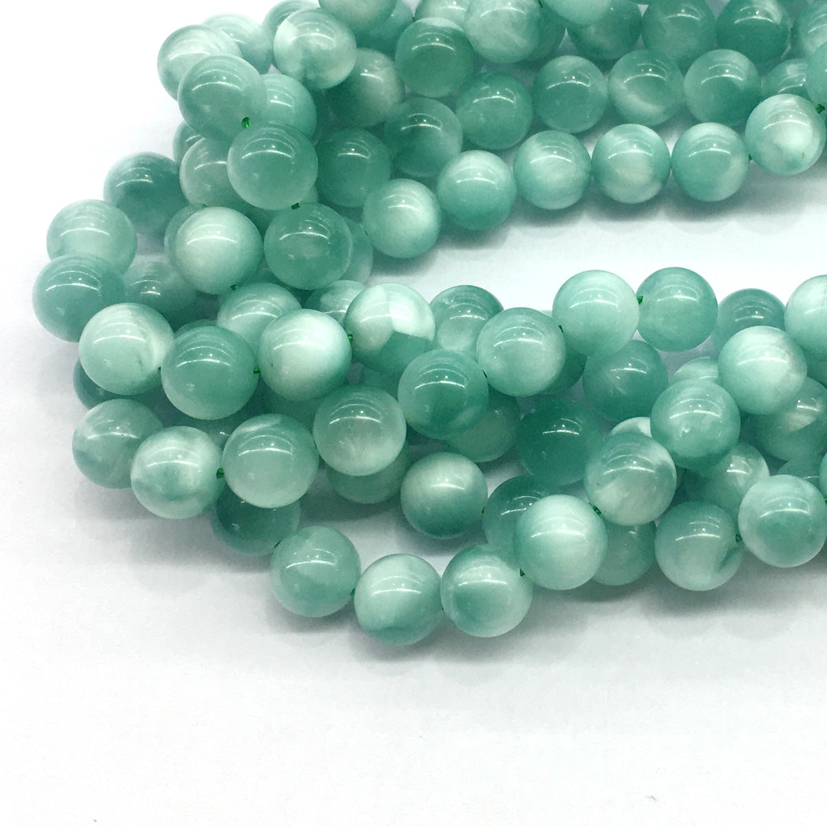 CAS23 Peacock Angelite Beads Smooth Round 10mm 15.5" Strand