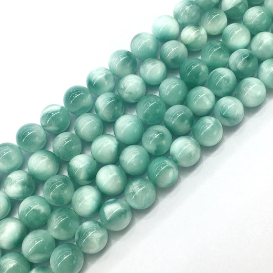 CAS24 Peacock Angelite Beads Smooth Round 12mm 15.5" Strand