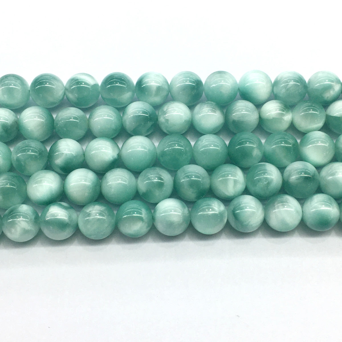 CAS24 Peacock Angelite Beads Smooth Round 12mm 15.5" Strand