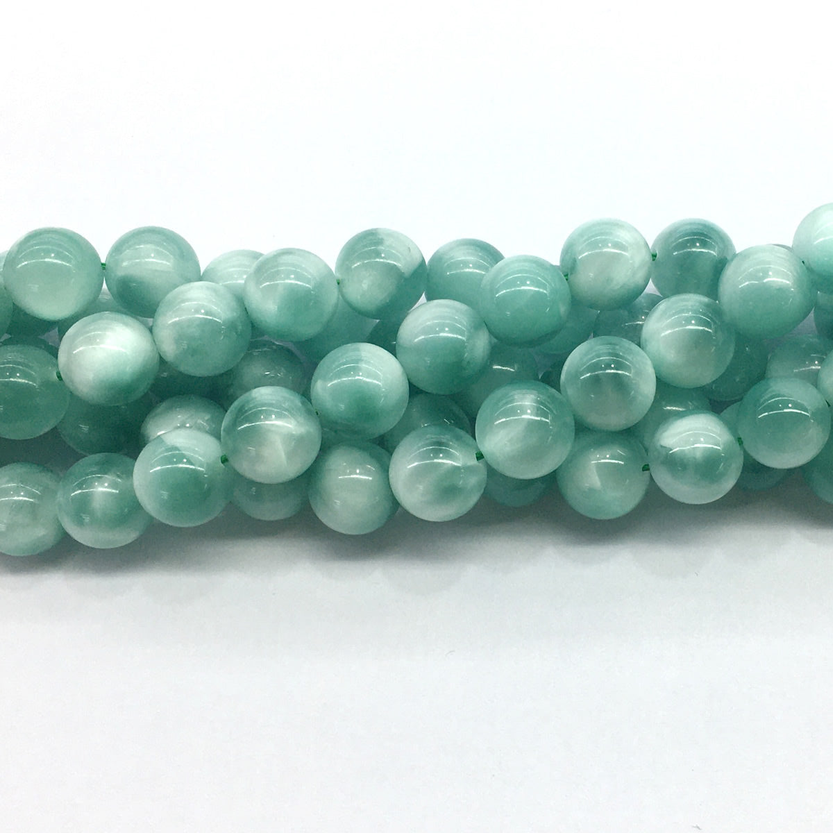 CAS24 Peacock Angelite Beads Smooth Round 12mm 15.5" Strand