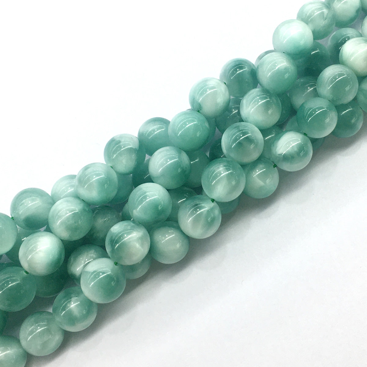 CAS24 Peacock Angelite Beads Smooth Round 12mm 15.5" Strand