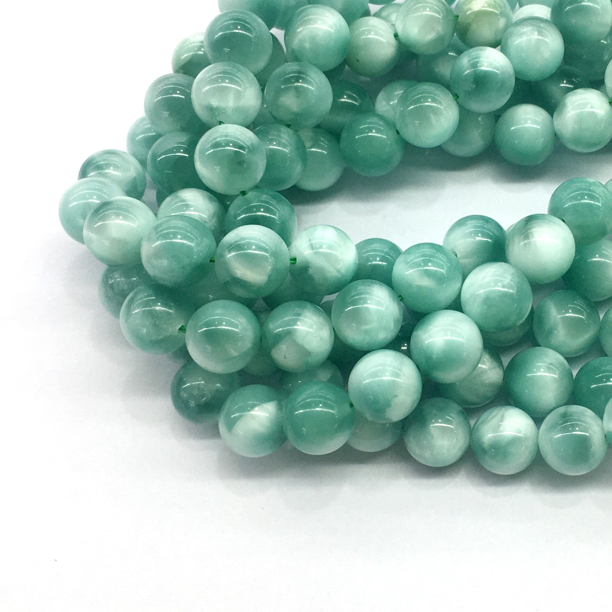 CAS24 Peacock Angelite Beads Smooth Round 12mm 15.5" Strand