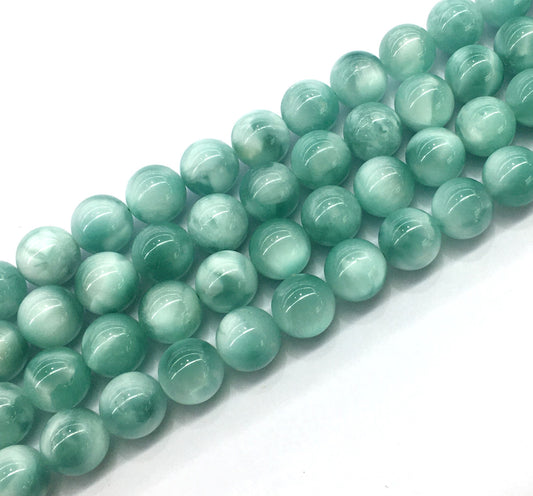 CAS25 Peacock Angelite Beads Smooth Round 14mm 15.5" Strand